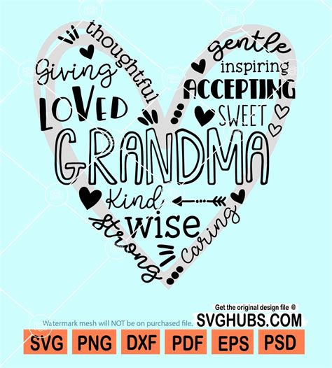 Grandma SVG 6 grand kids 6 handprints in paint heart file for Cricut svg easy weed t shirts crafts signs grandchildren Mothers day gift (605) $ 1.99. Add to Favorites Personalizable Grandma heart ,Grandma Heart Design ,Grandma Mom Nana Mama Abuela Design Png ,sublimation print files (662) $ 9.05. Add to Favorites ...